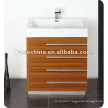 New Polymarble basin wood veneer MDF Bathroom Furniture